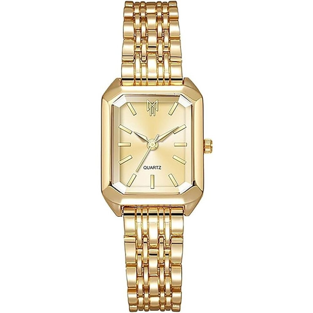 Women's Gold Square Quartz Wrist Watches Steel Strap Casual Charm Fashion